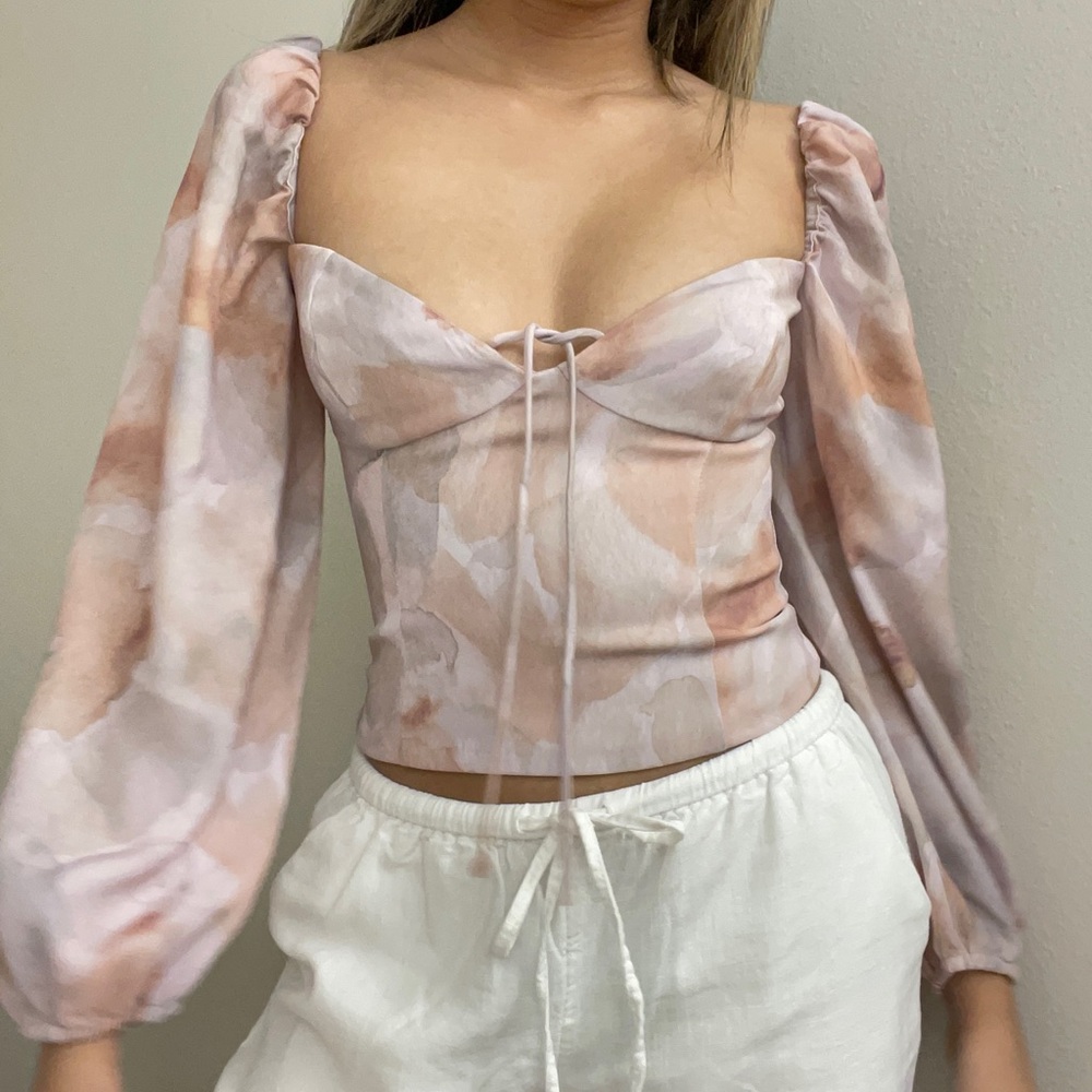 Wilfred Free Novella Long Sleeve Blouse in Birch / Pale Sky - Picture 2 of 5